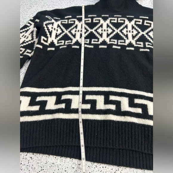 CeCe Black and White Patterned Turtleneck Sweater - Picture 7 of 9